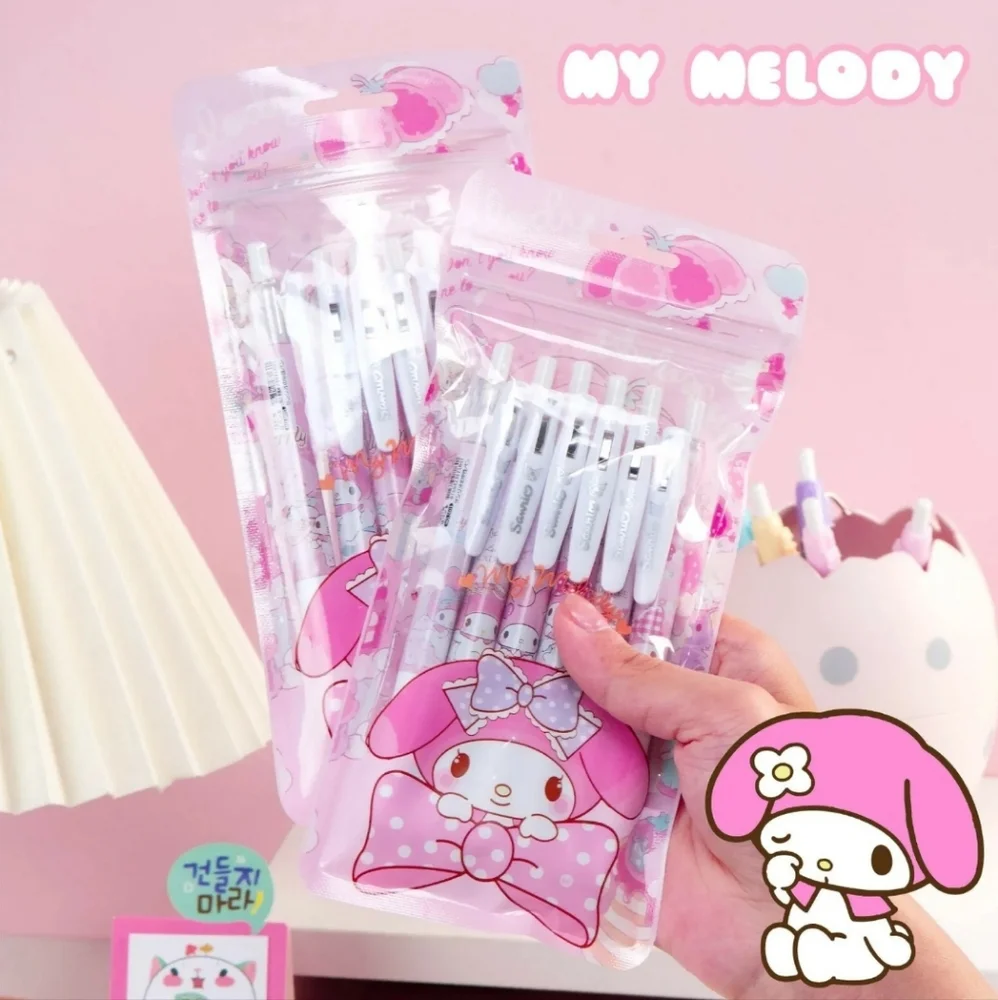 6pcs/set Cute Girl's Pink My Melody Gel Pen Black Ink 0.5mm School Study Office
